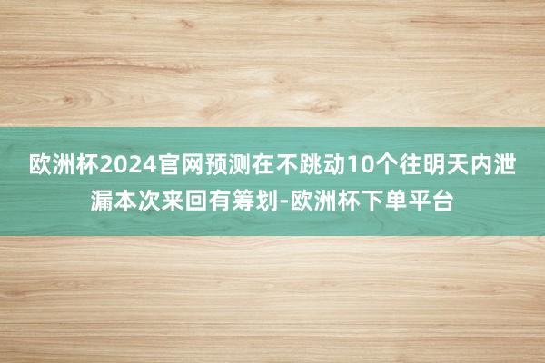 欧洲杯2024官网预测在不跳动10个往明天内泄漏本次来回有筹划-欧洲杯下单平台